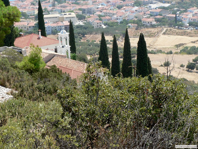 Blick auf das Kloster Moni Spilianis
