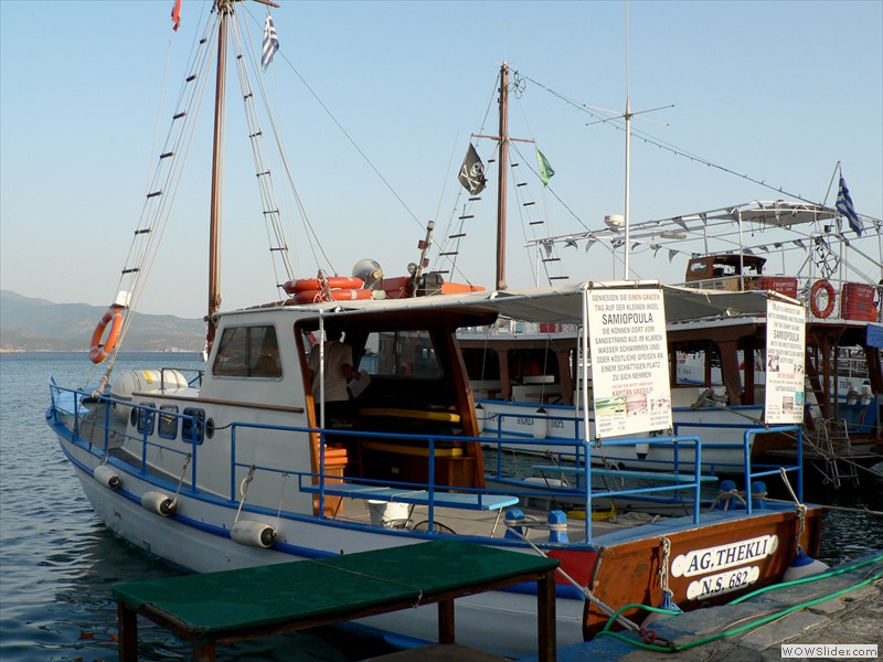 Boot von Kapitän Vassilis - Fahrt zur Insel Samiopoula