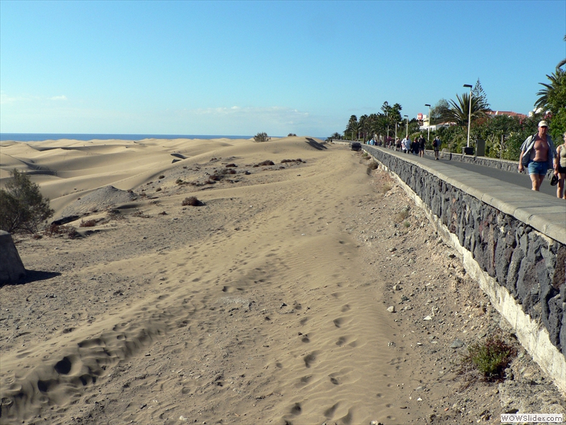 Beginn der Dünen an der Strandpormenade in Playa del Ingles Richtung Maspalomas