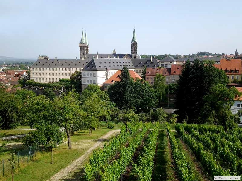 Blick zum Domberg mit dem Dom und der Residenz